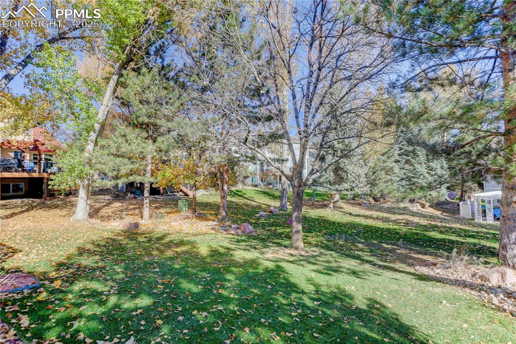 Image 45 of 47: Large landscaped yard is ideal for relaxing and playing sports.