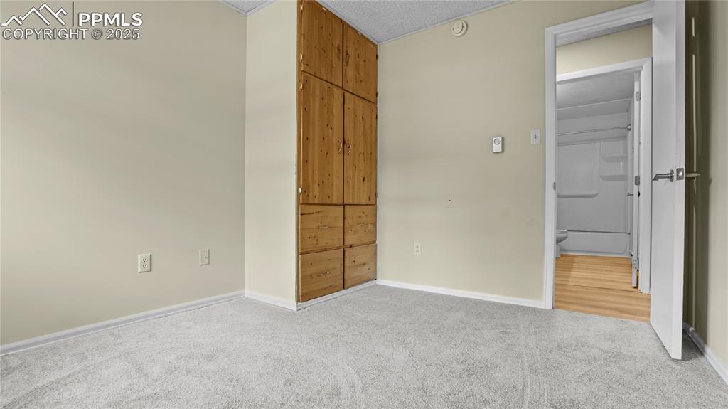 Image 17 of 25: Unfurnished bedroom with carpet floors and a textured ceiling