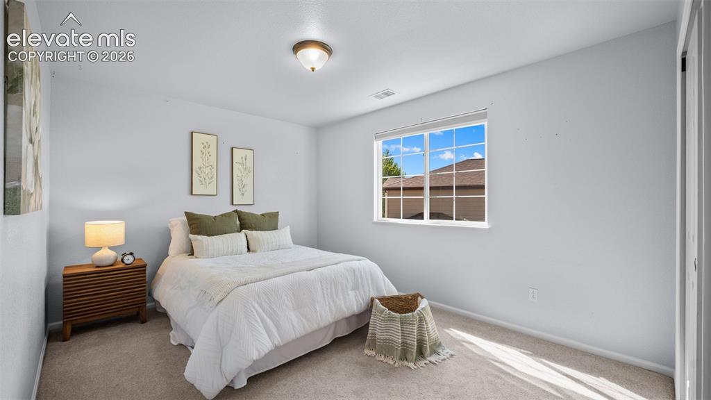 Image 25 of 43: Carpeted room featuring a double-pane window, white trim, and a ceiling-mou