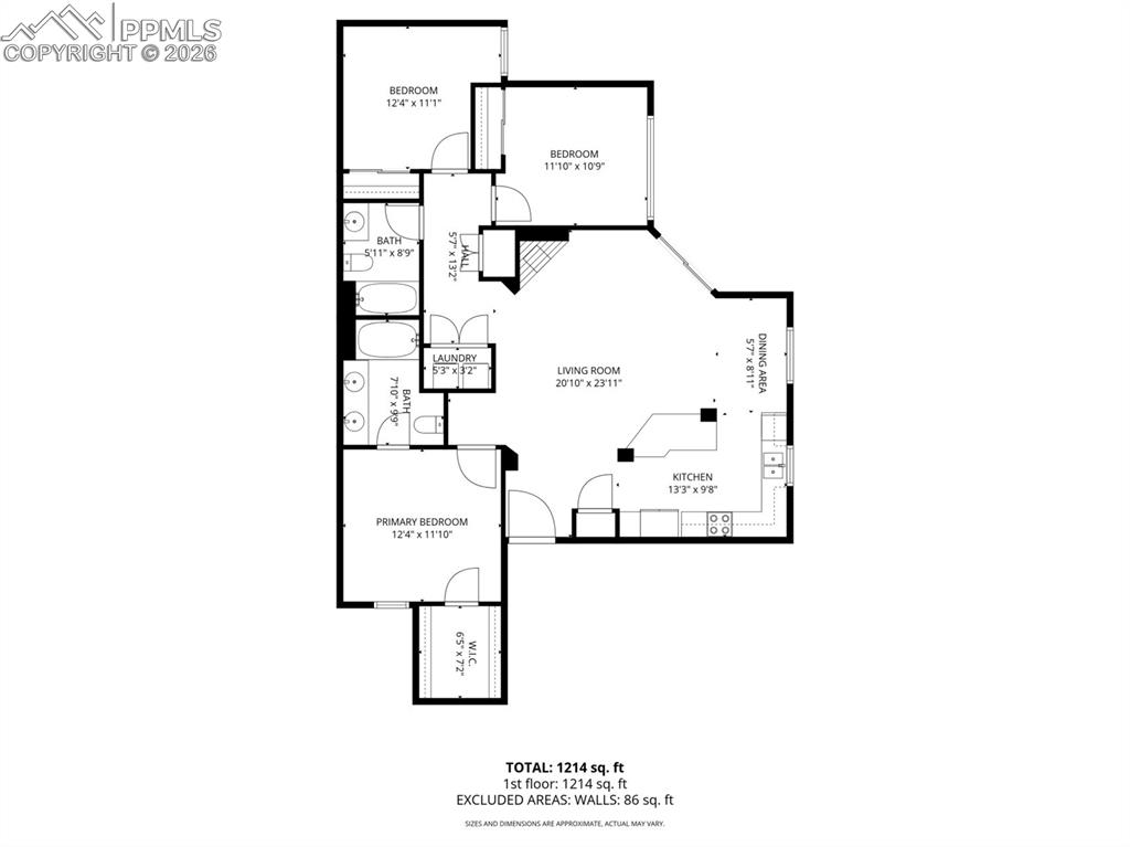 Image 24 of 24: Condo floor plan with dimensions