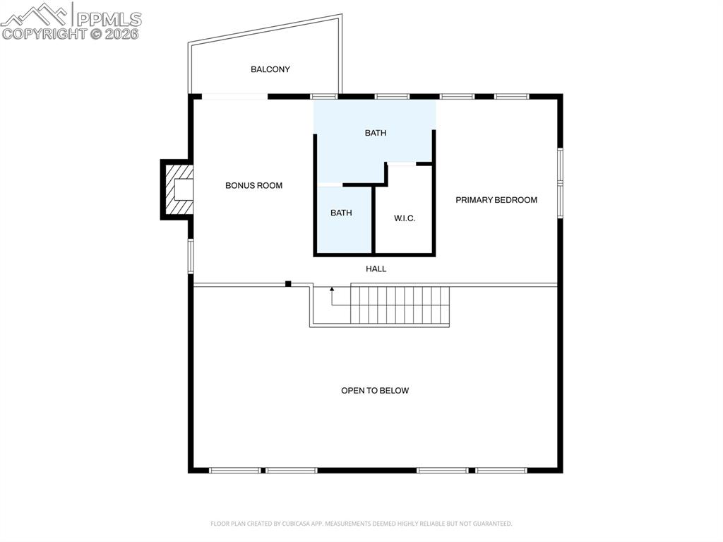Image 29 of 32: Floor plan of the upper floor bedroom and office/extra space.