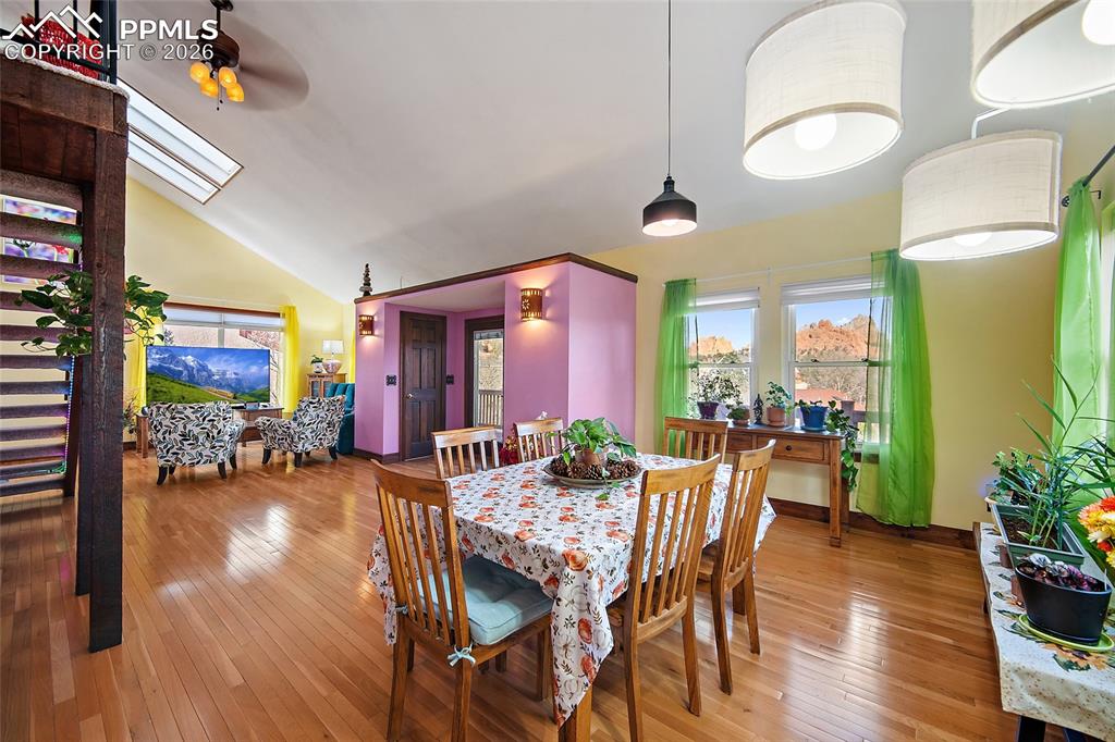 Image 7 of 32: Full view of main floor, living room, dining room.