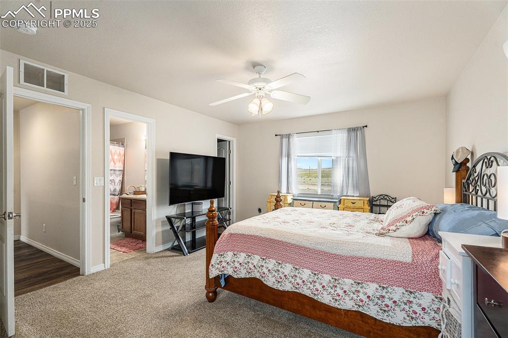 Image 18 of 30: primary bedroom with walk-inn closet and private bathroom.