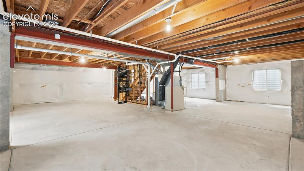 Image 40 of 46: The unfinished Basement provides opportunity for expanded living space and 