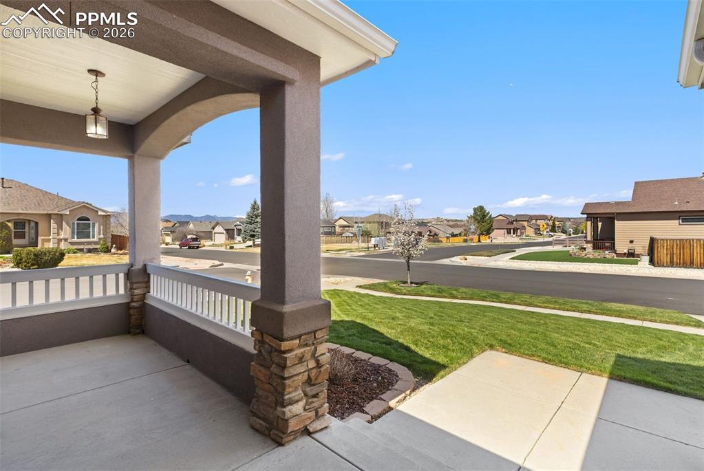 Image 4 of 44: View from front door with covered porch.