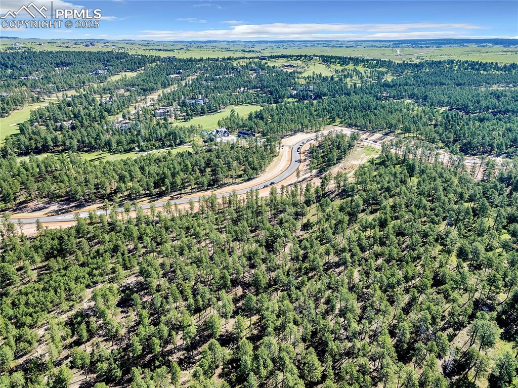 Image 2 of 6: Aerial view of a heavily wooded area