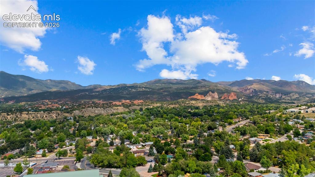 Image 33 of 34: Expansive aerial perspective showcasing a residential area with lush tree c