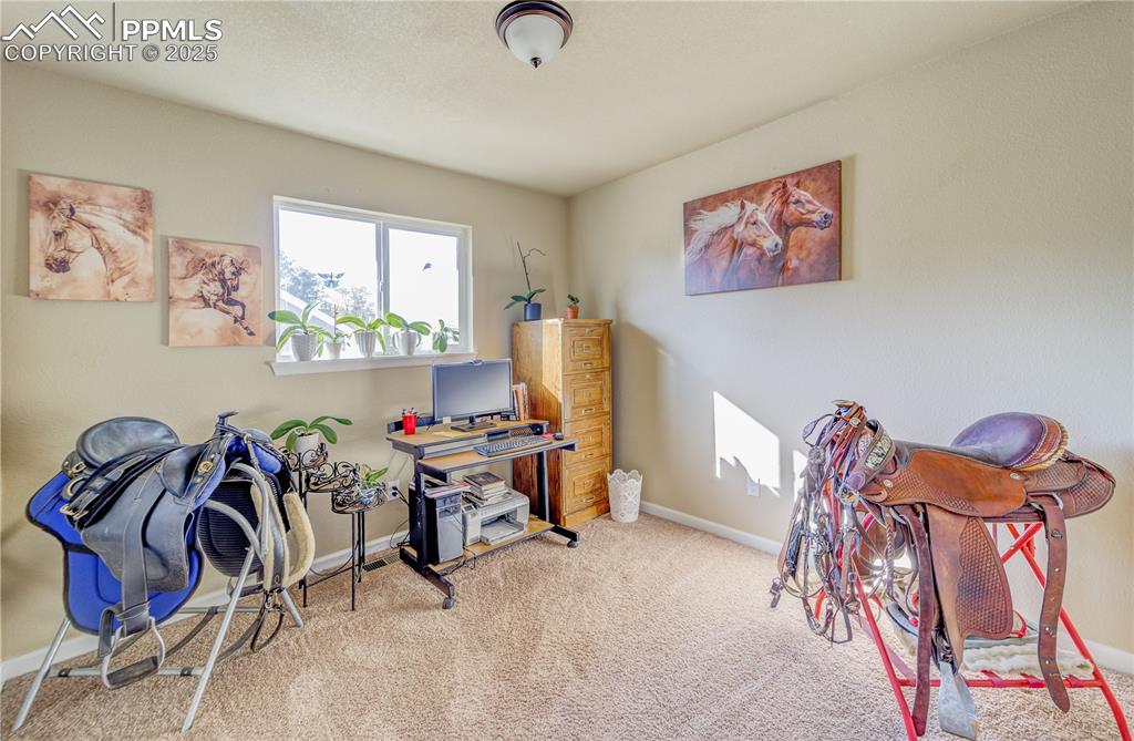 Image 13 of 25: 1st Bedroom upper floor, featuring light colored carpet