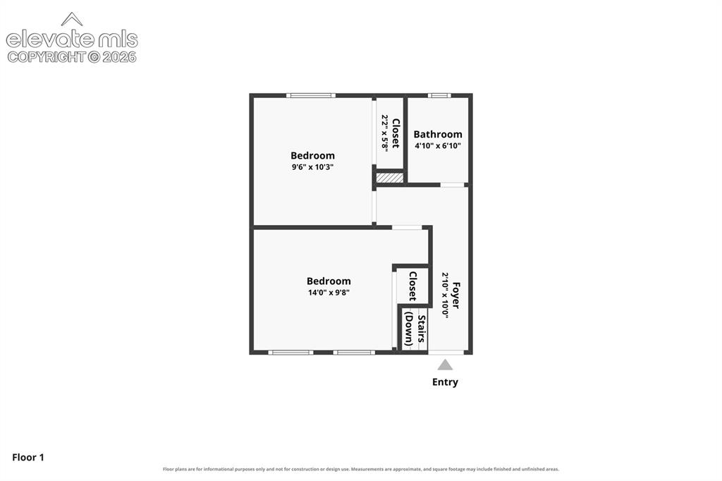 Image 30 of 31: Upper Level;  2 Bedroom, 1 Bath