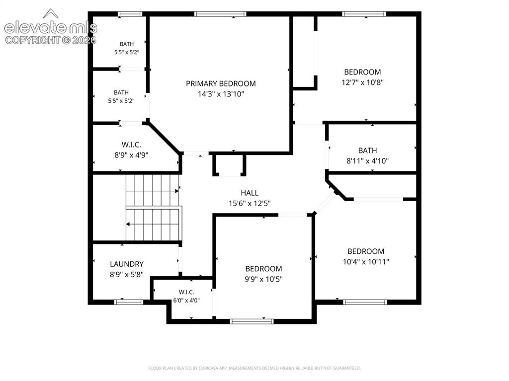 Image 48 of 50: Floor plan- Upstairs, w/ Dimensions