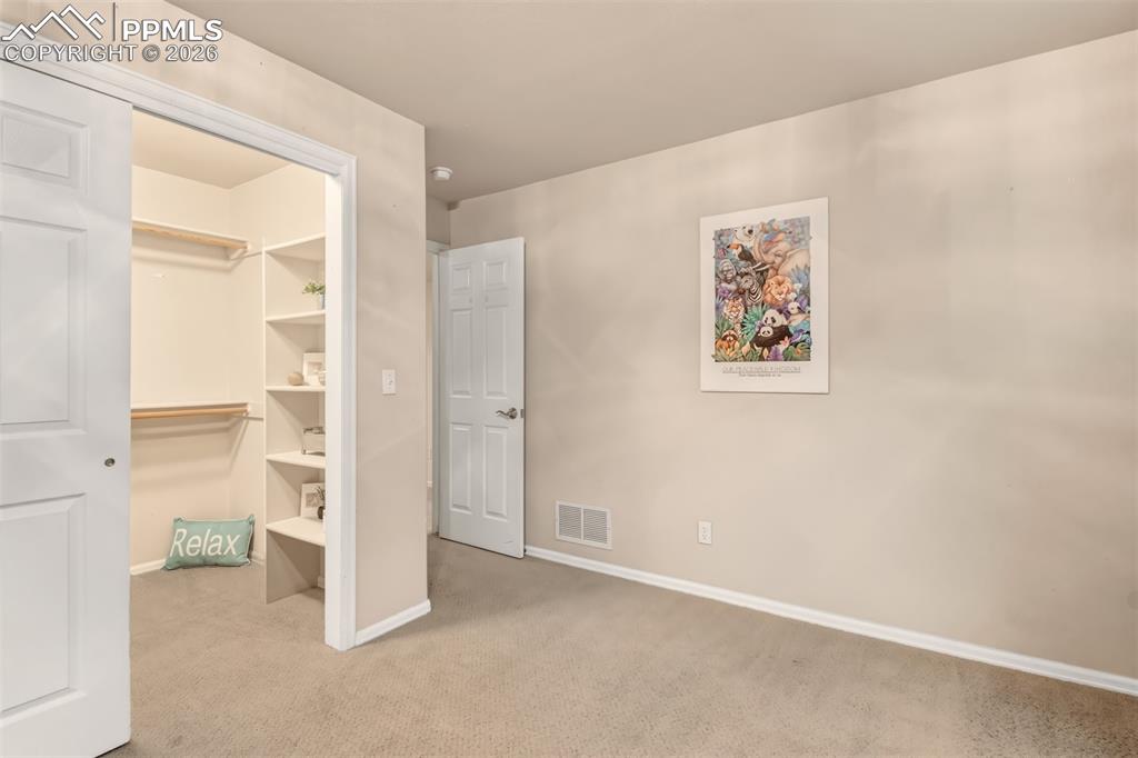 Image 26 of 30: Basement bedroom #3 with spacious walk-in closet.
