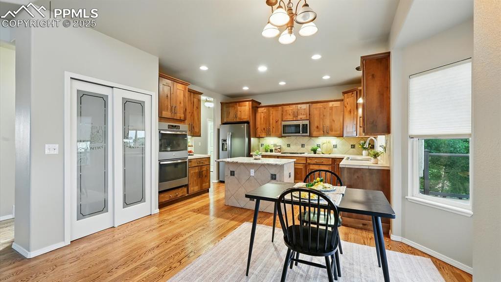 Image 4 of 50: The Chef’s Kitchen features stainless steel appliances.