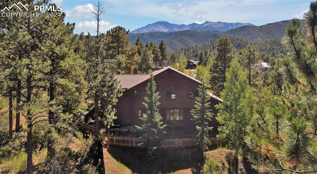 Image 35 of 39: Aerial View, Pikes Peak, Quiet Neighborhood, Pine Trees, Beautiful Mountain