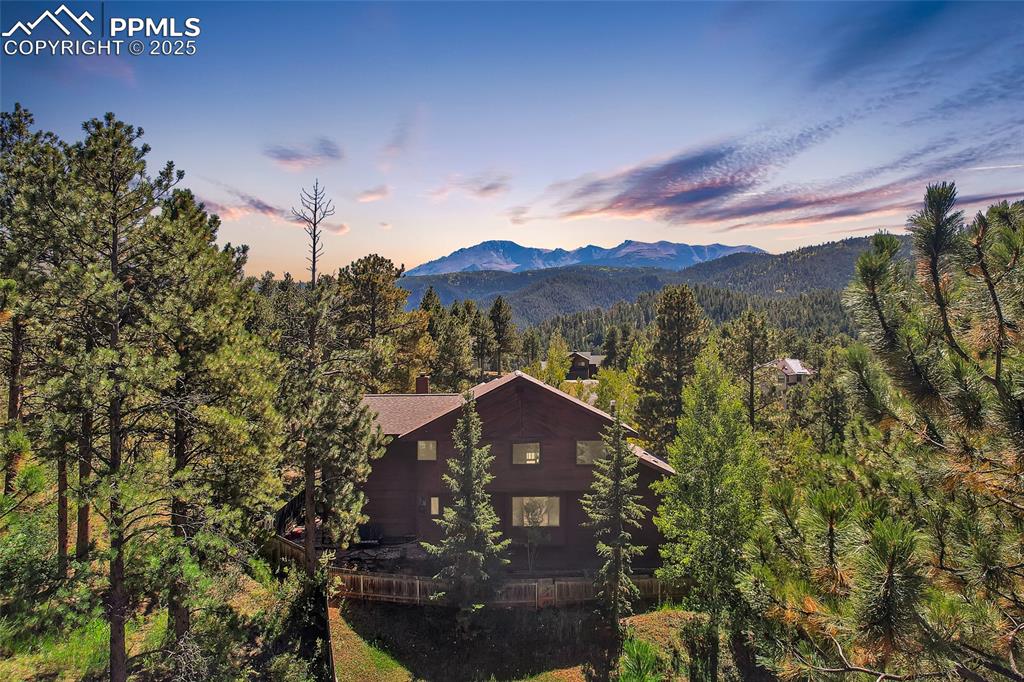 Image 39 of 39: Aerial View, Pikes Peak, Quiet Neighborhood, Pine Trees, Beautiful Mountain