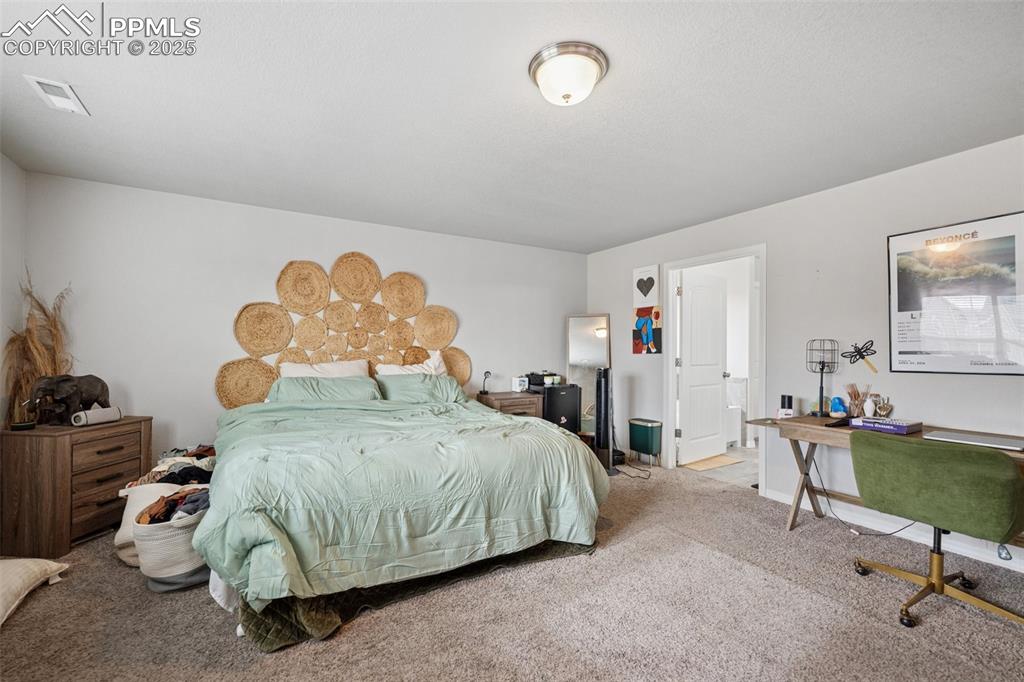 Image 20 of 30: Carpeted bedroom with baseboards and visible vents
