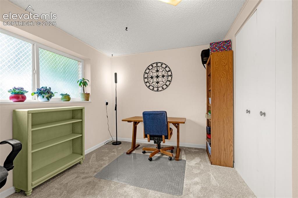 Image 16 of 32: Third bedroom offers a large window with lots of light, new carpet, wall-to