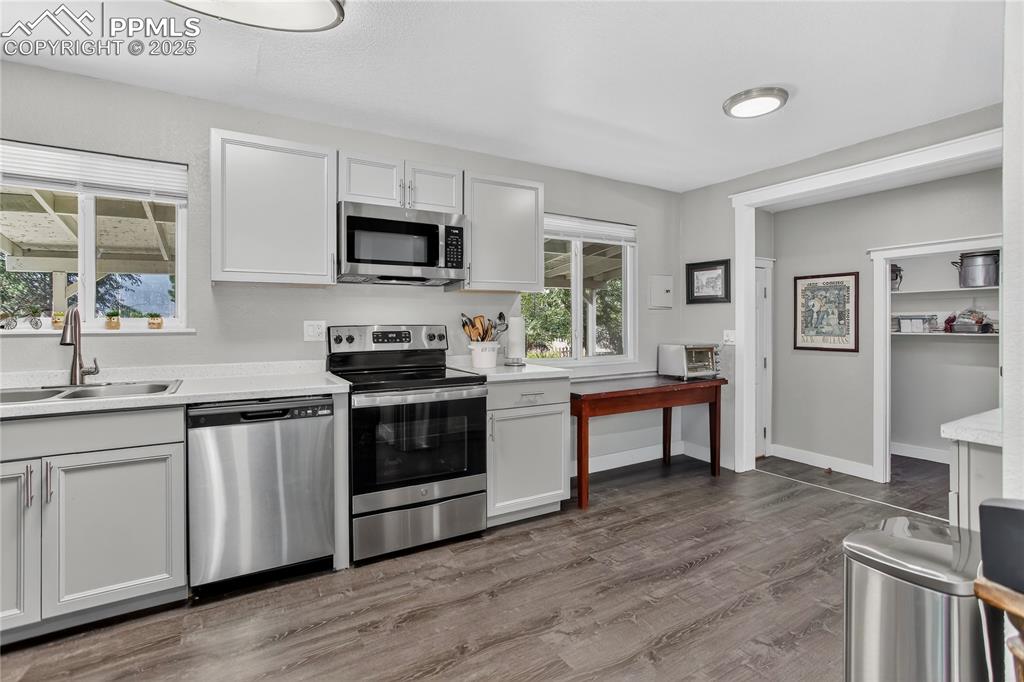 Image 7 of 21: Walk-in pantry & walk-out to back patio