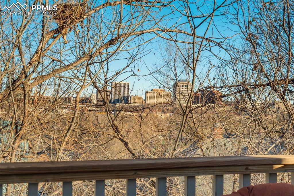 Image 3 of 35: View of downtown Colorado Springs from the deck.