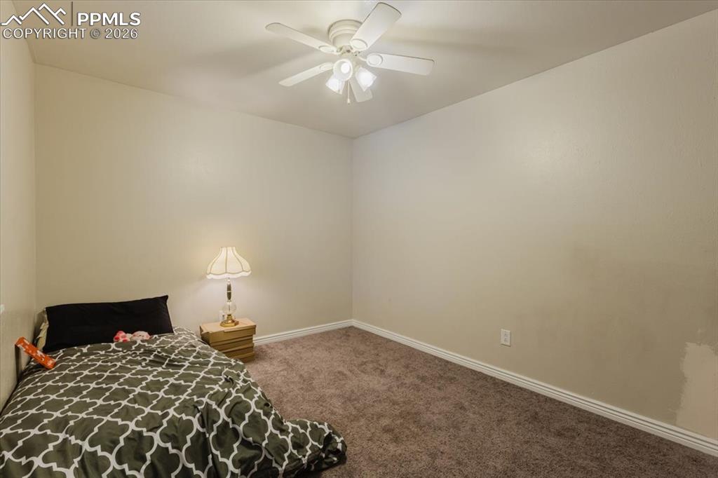 Image 28 of 45: Neutral-toned walls complement the brown carpeted flooring