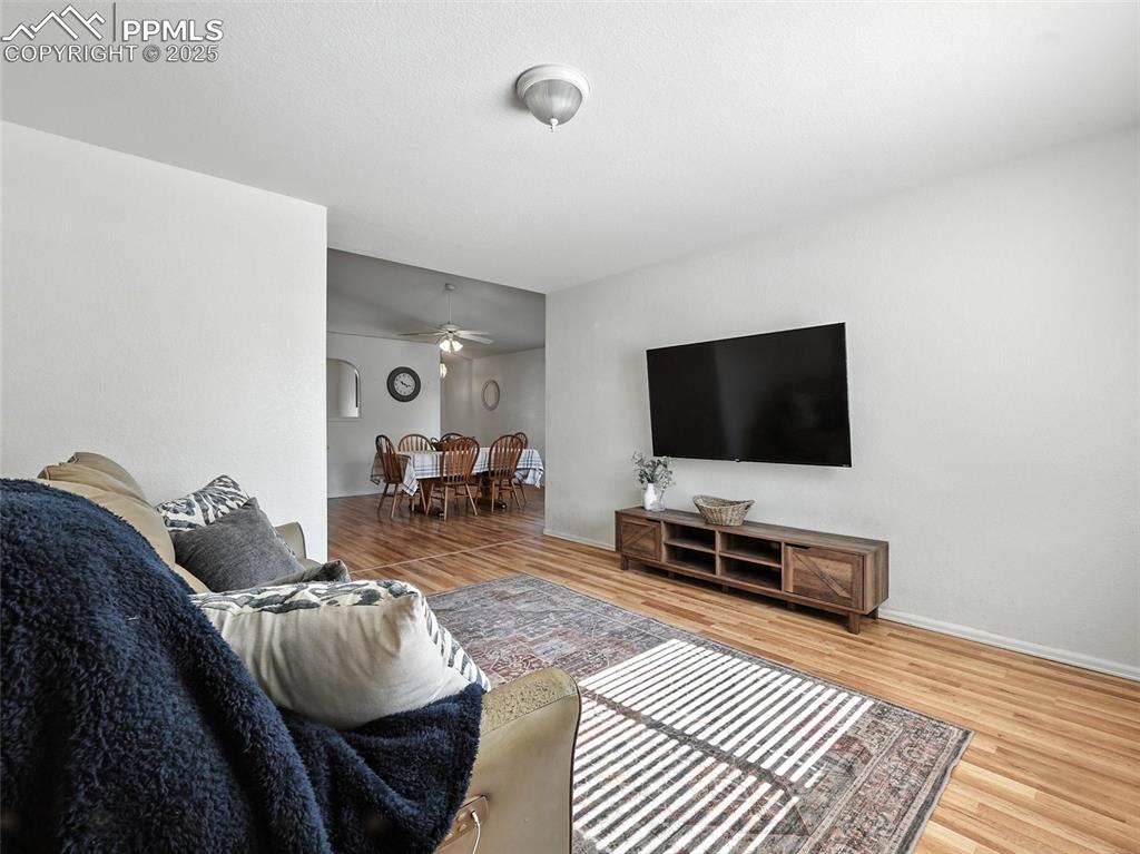 Image 21 of 38: angle view from living room toward dining area