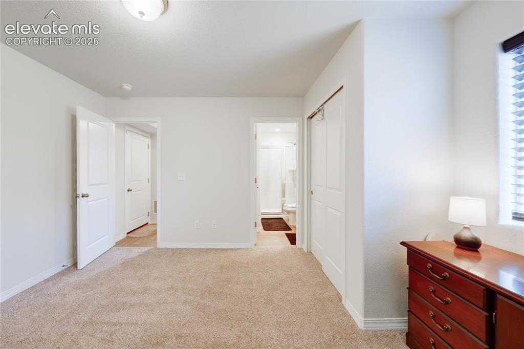 Image 6 of 21: Carpeted interior space featuring white walls and trim, multiple white pane