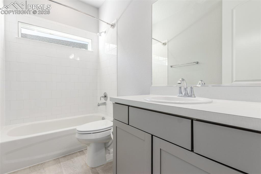 Image 29 of 46: Full bath featuring bathtub / shower combination and vanity