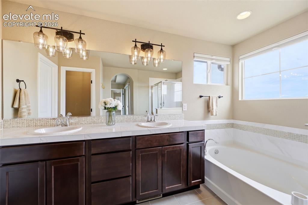 Image 31 of 48: Five piece primary bath with tons of light