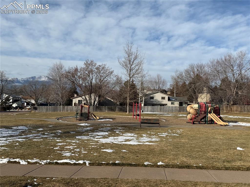 Image 36 of 36: Park and Pikes Peak view in community