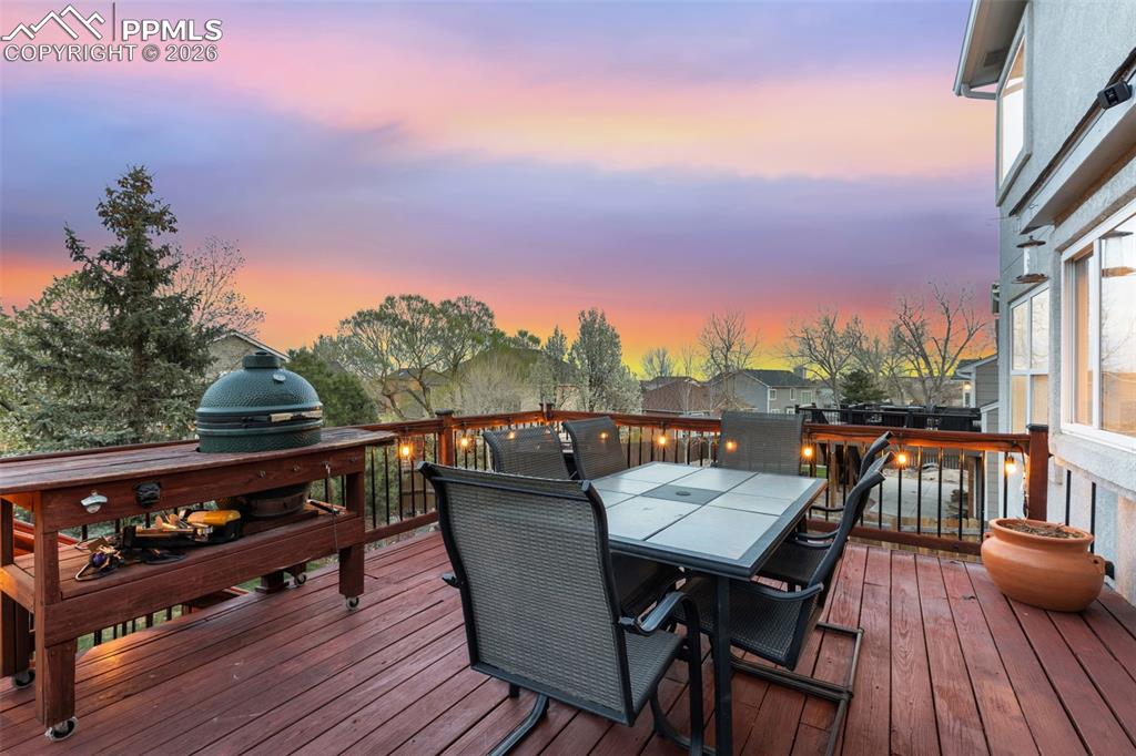 Image 6 of 35: Peaceful deck on the a home toward the quiet back of the neighborhood