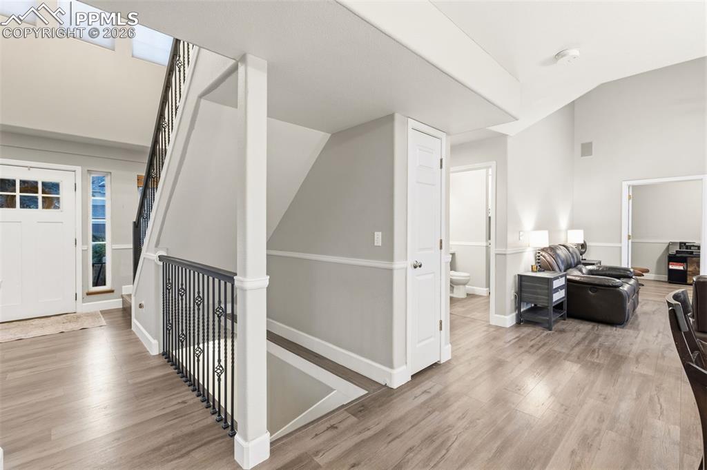 Image 9 of 35: Open access to the finished basement