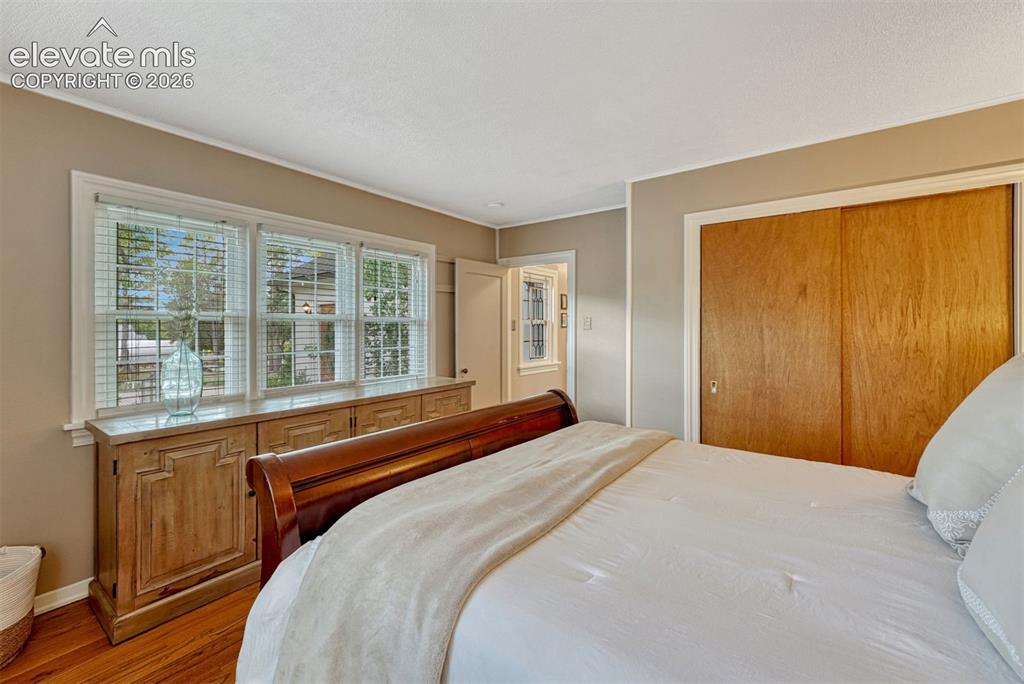 Image 23 of 50: Sun-filled bedroom with wall of windows.