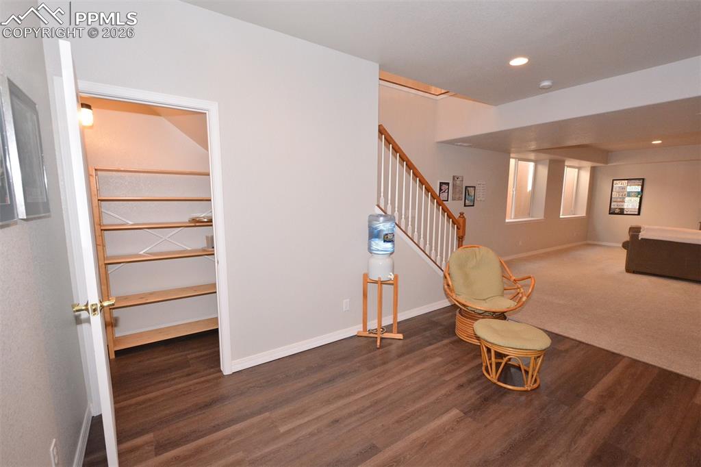 Image 25 of 50: Rec room in full garden level basement