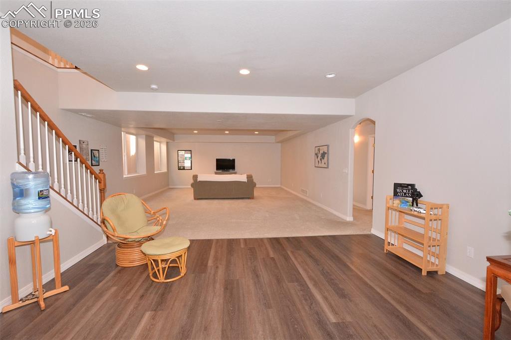 Image 27 of 50: Rec room in full garden level basement