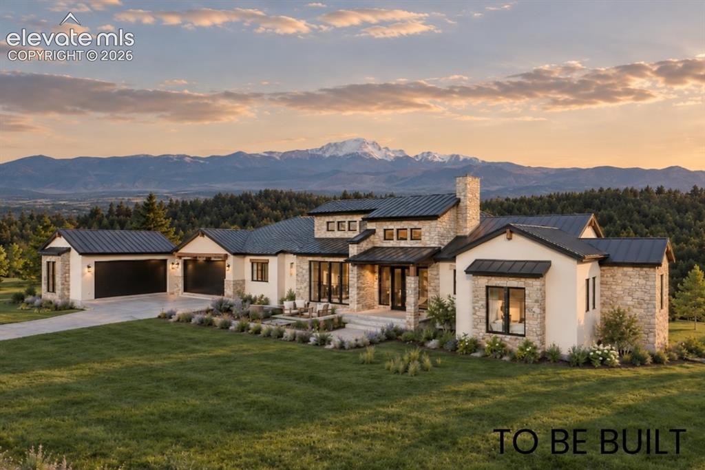Caption: Sweeping Pikes Peak views on private, gated 5 acre estate property