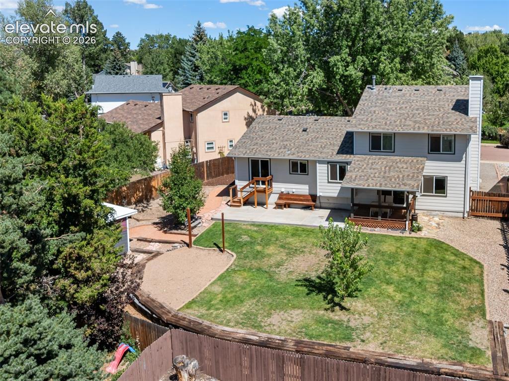 Image 33 of 45: Aerial View of Backyard 