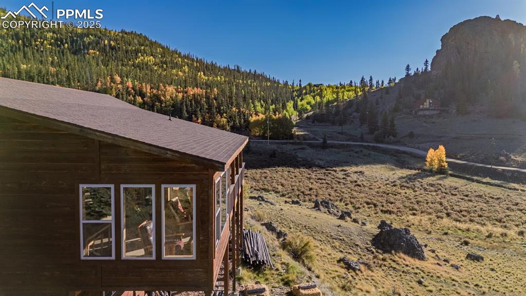 Image 40 of 48: View of mountain backdrop featuring a forest