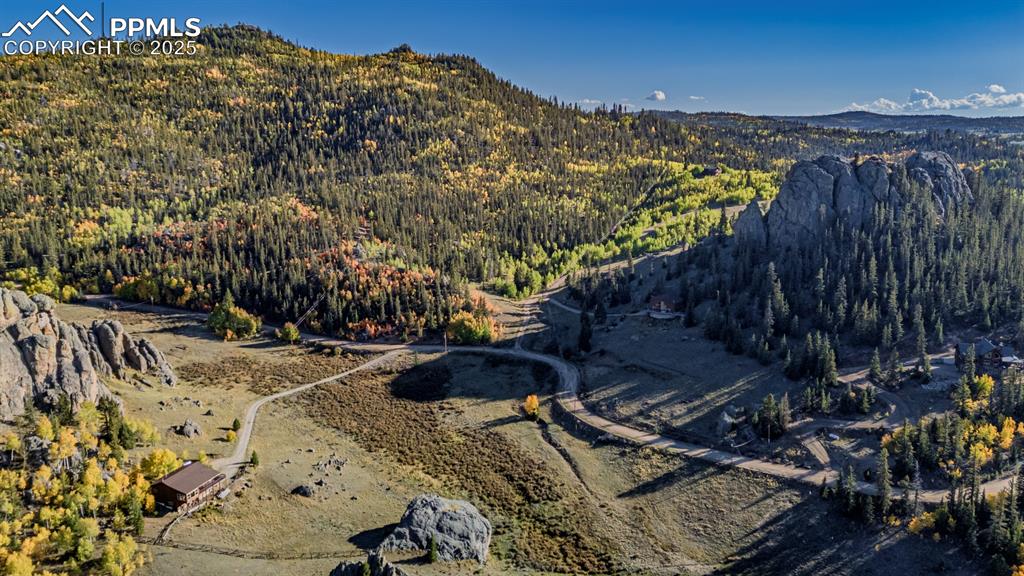 Image 45 of 48: View of mountain background featuring a heavily wooded area