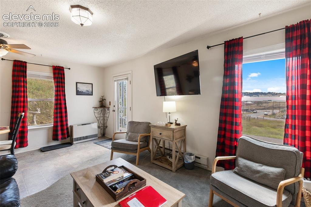 Image 11 of 36: Comfortable space with great sunlight and a living room walk-out. 
