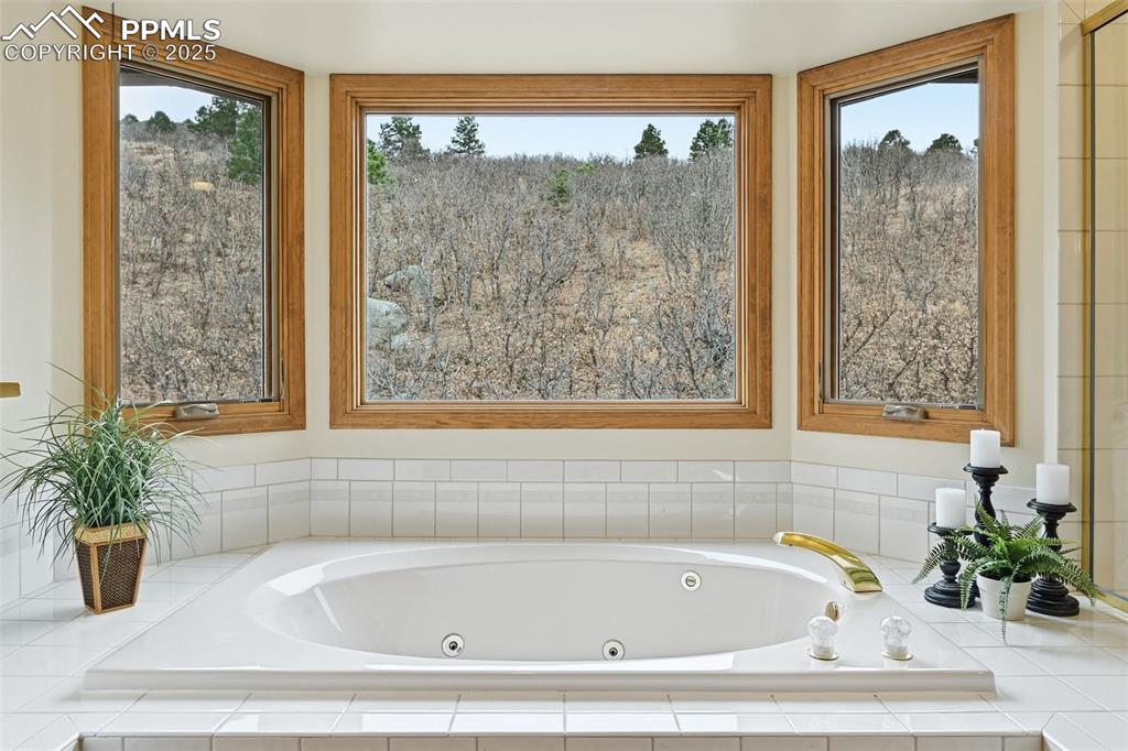 Image 28 of 49: Full bathroom featuring a tub with jets