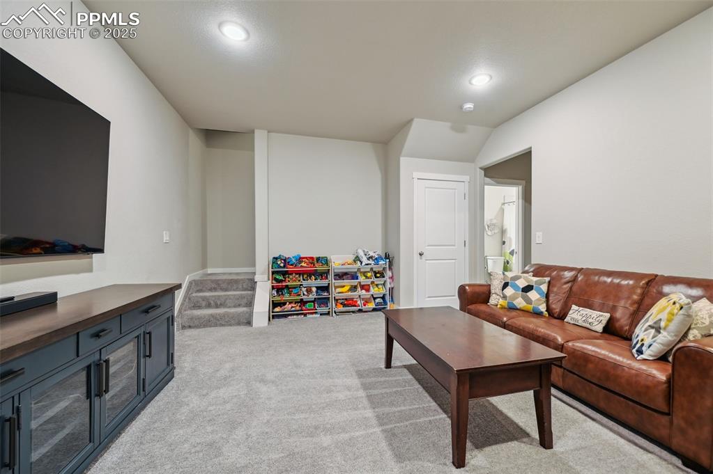 Image 34 of 46: Downstairs finished family room