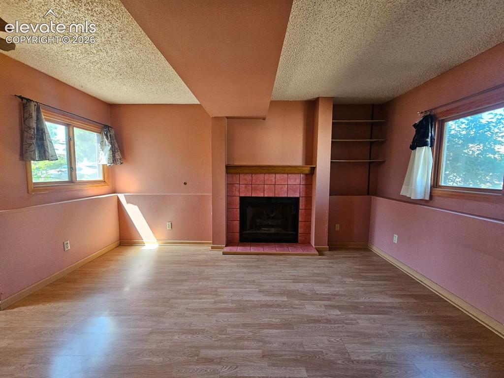 Image 11 of 23: Lower level Family Room with fireplace!
