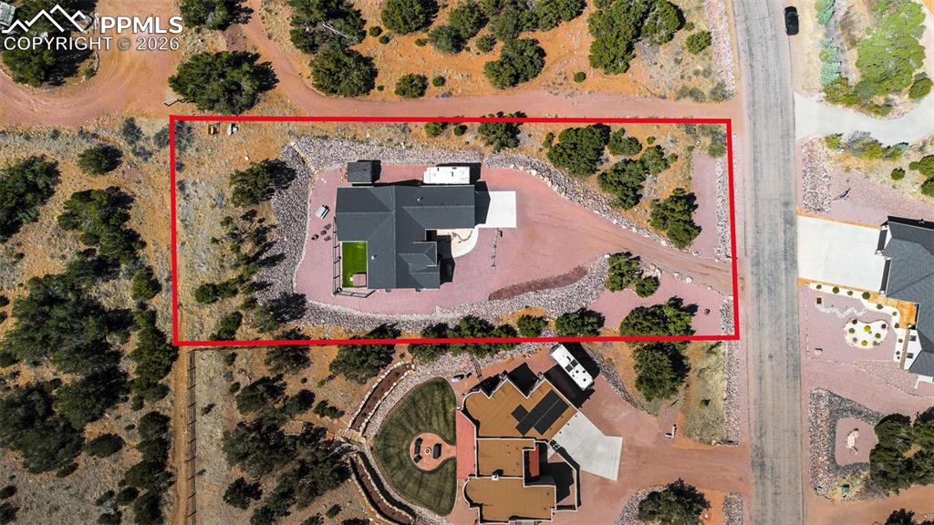 Image 44 of 50: View of property location with property boundaries highlighted and a desert