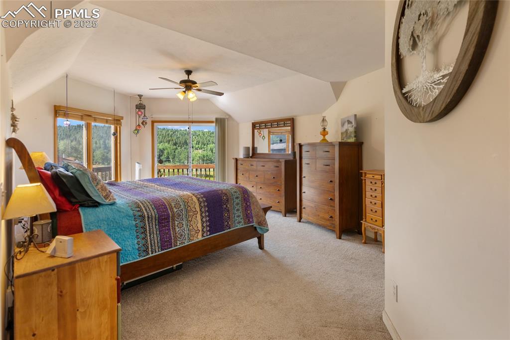 Image 22 of 46: Primary Suite with gorgeous views and vaulted celing.