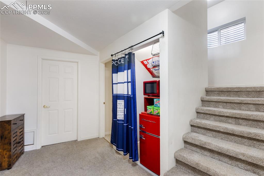 Image 33 of 46: Additional Storage or perfect spot for the mini-fridge & microwave for popc