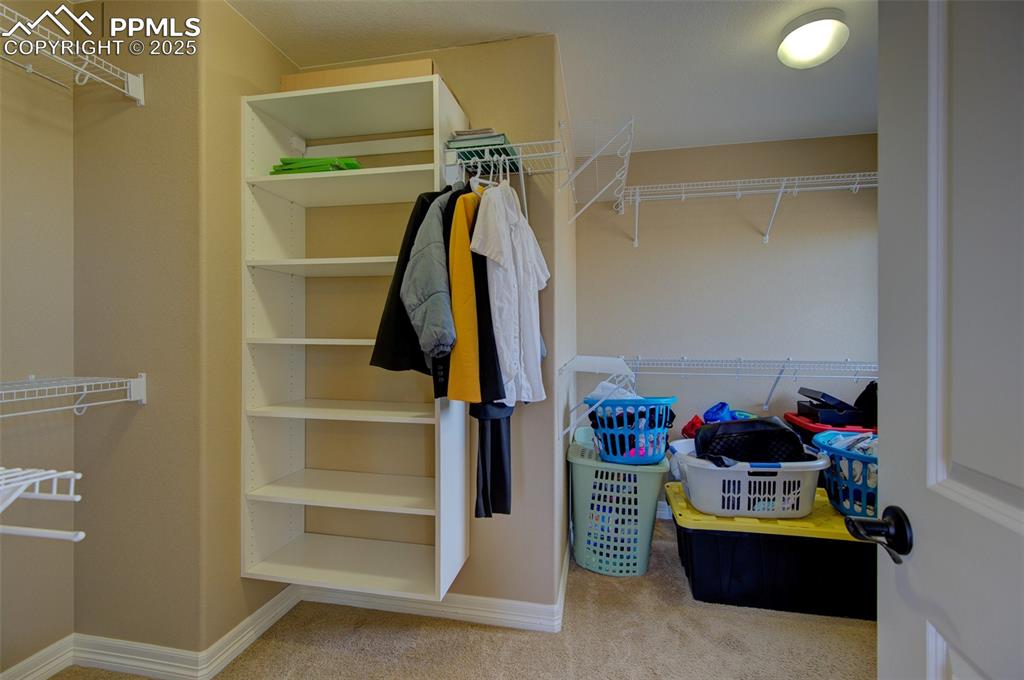 Image 35 of 50: Large walk in closet for primary bedroom, natural light from window inside
