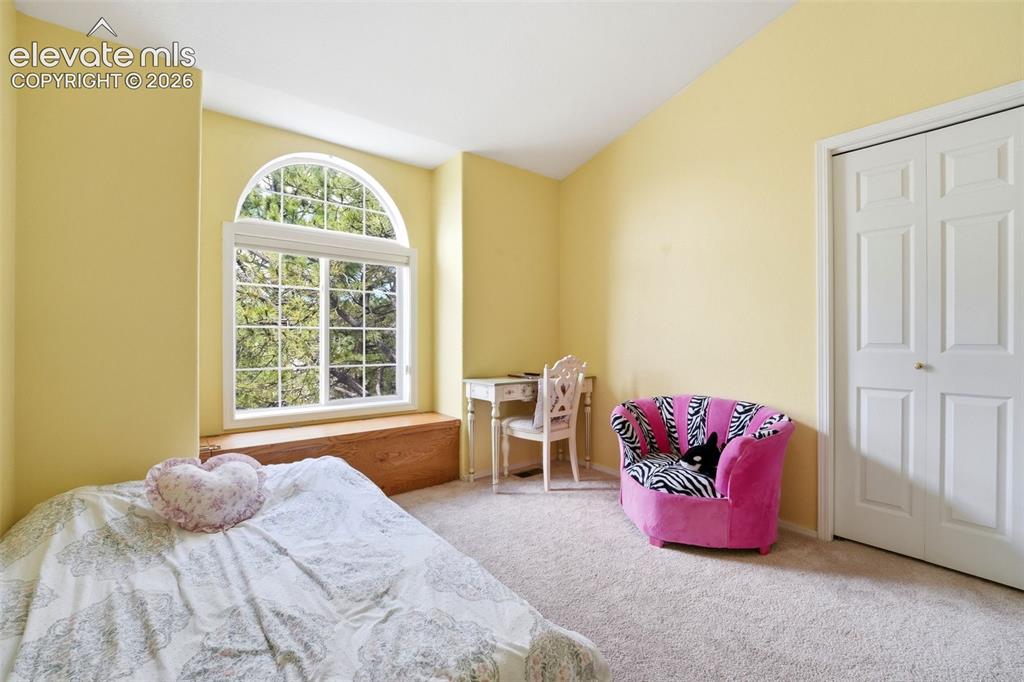 Image 20 of 41: Arched window with gridded panes and integrated window seat