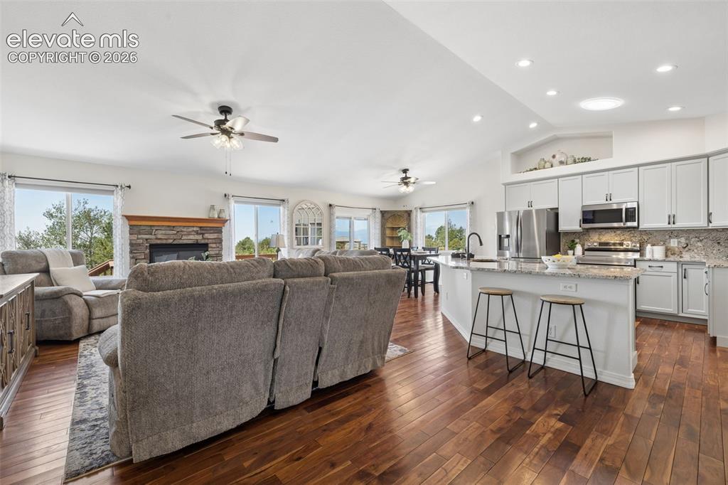 Image 11 of 43: Great Room with Great Mountain Views from multiple windows