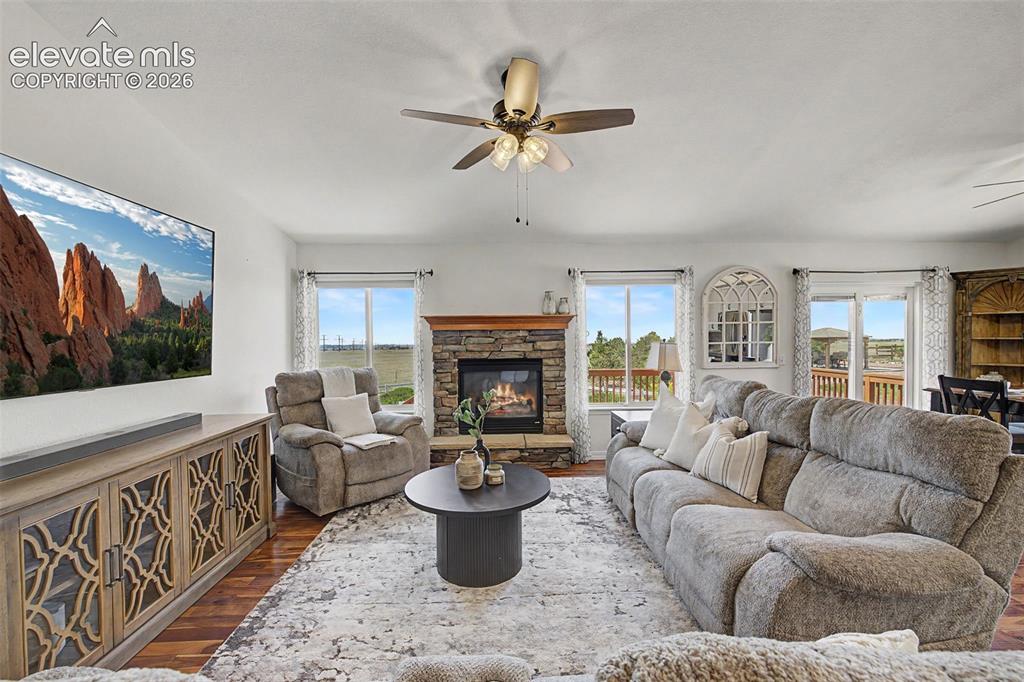 Image 14 of 43: Great Room with Beautiful Fireplace