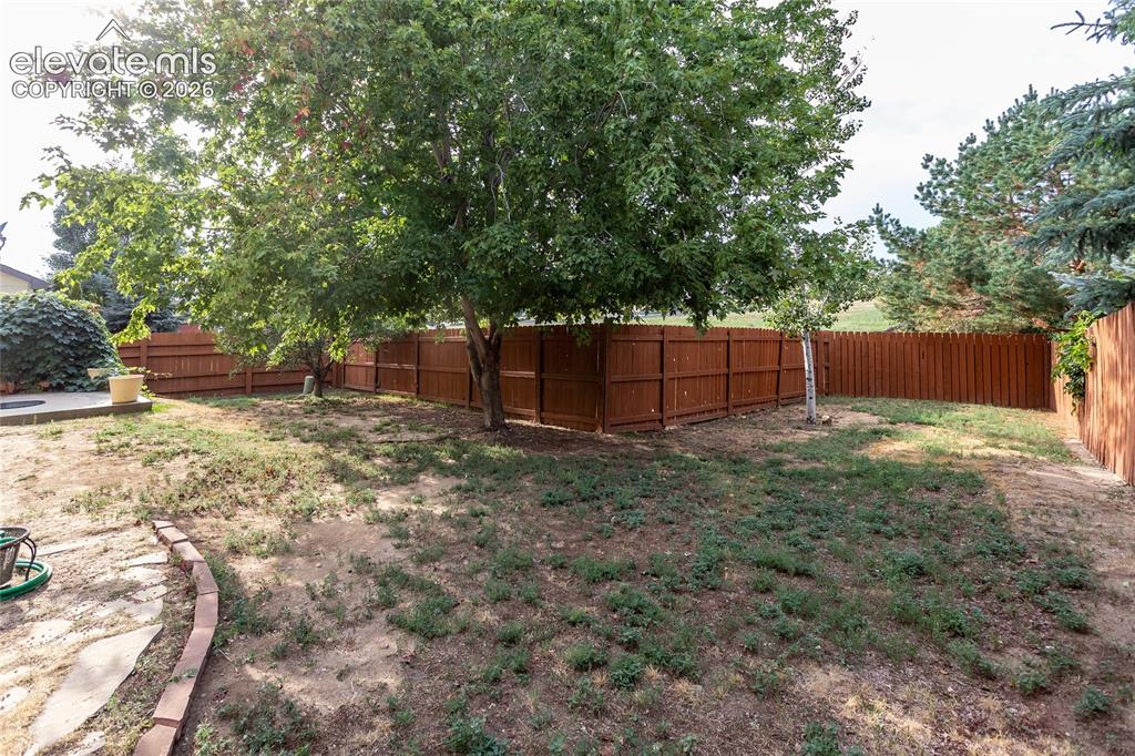 Image 39 of 44: The spacious, level back yard offers plenty of room to play, for pets to ru