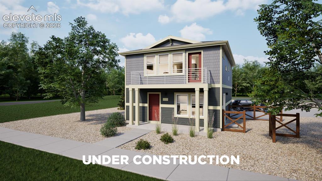 Image 1 of 25: Contemporary two-story residence featuring a gray exterior with shingle and